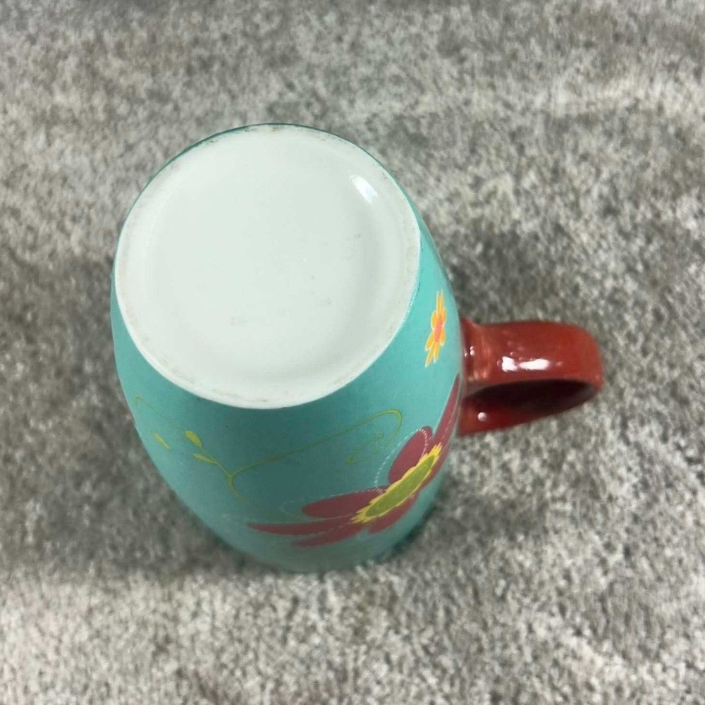 Latte Mug Teal Floral Proverbs 3:5 Trust in the Lord Scripture Religious 6in - Picture 2 of 8
